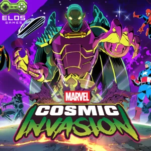 Pôster Marvel Cosmic Invasion com heróis e vilão