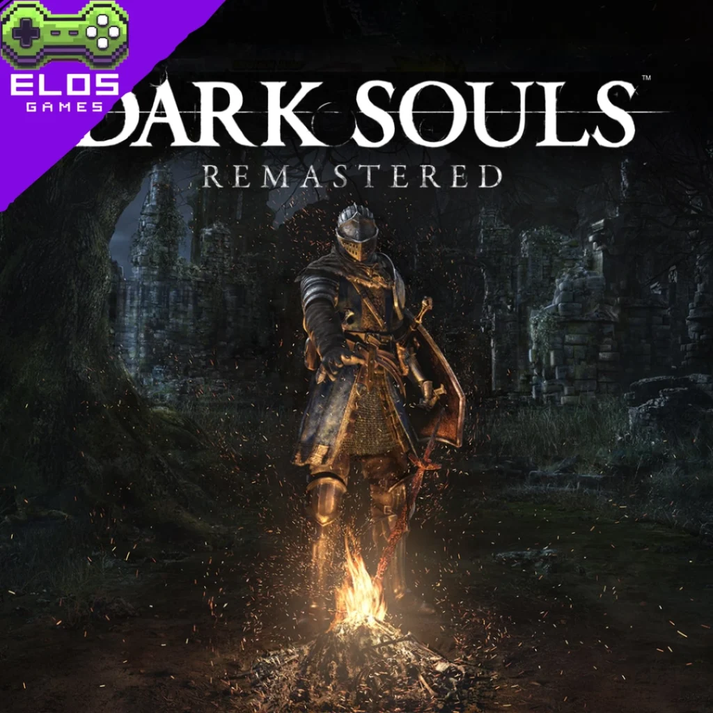 Cavaleiro em Dark Souls Remastered junto à fogueira