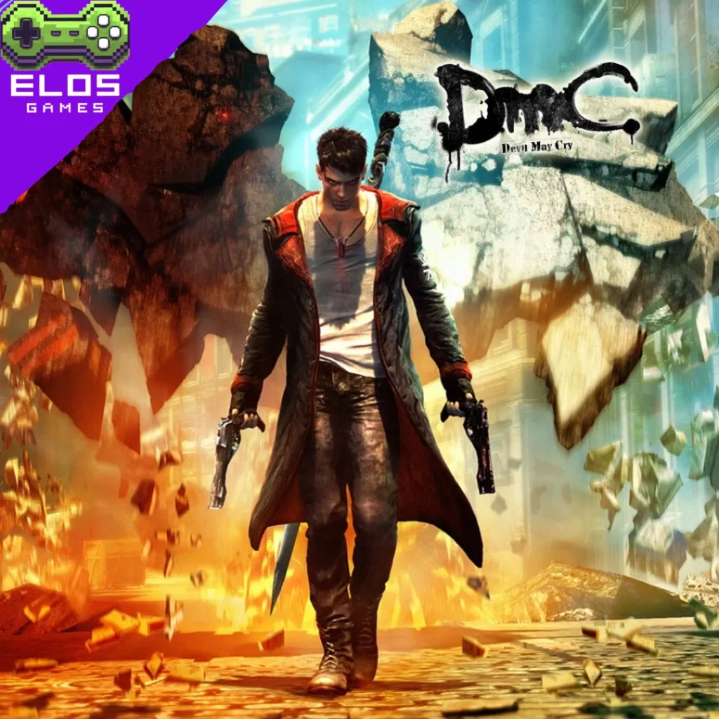 Dante caminha armado em cenário destruído com fogo