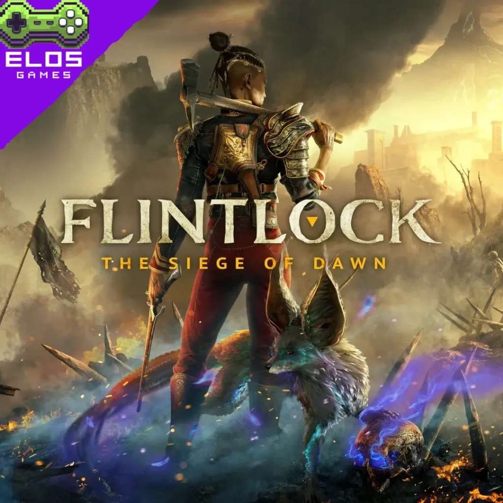 Guerreira com machado em cenário apocalíptico de fantasia