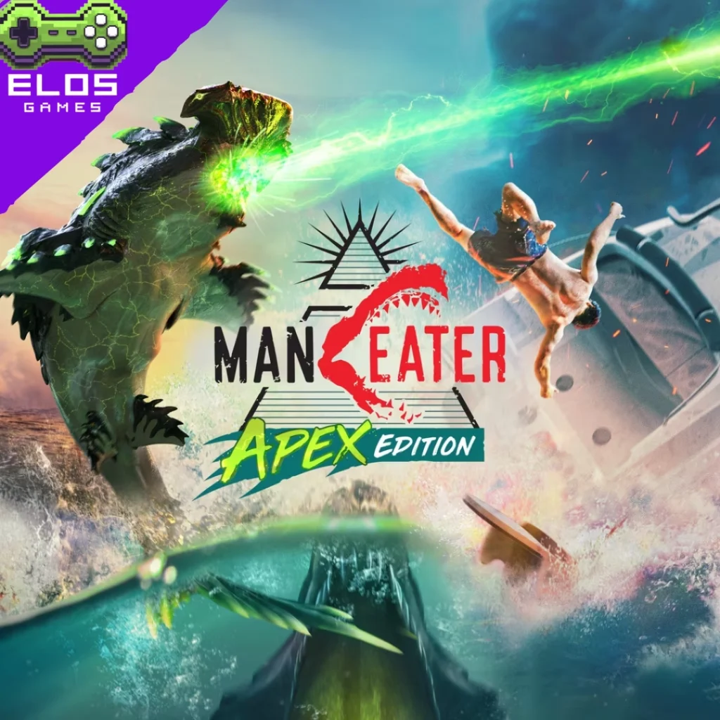 Tubarão gigante ataca homem em arte de jogo