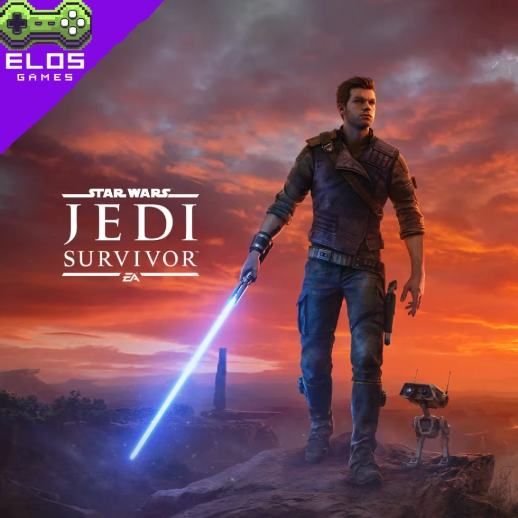 Jedi com sabre de luz ao pôr do sol