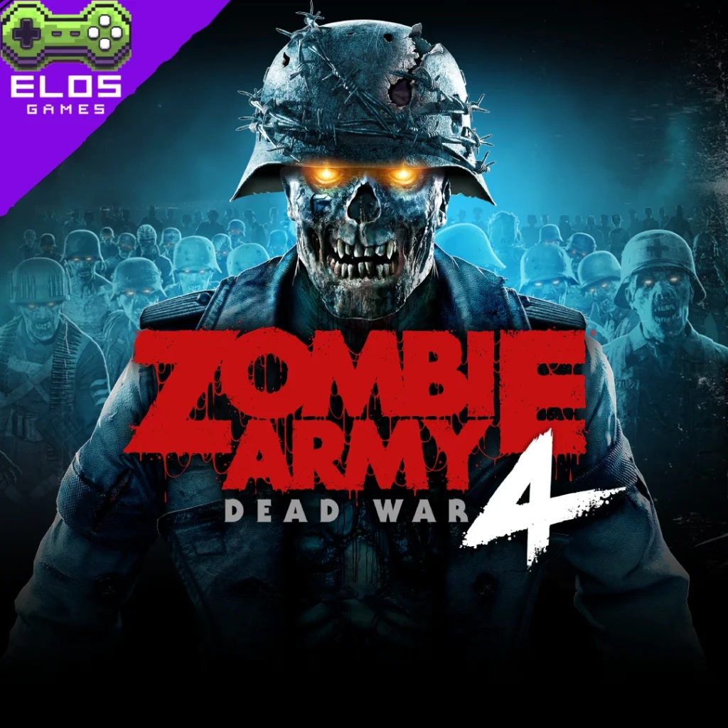 Soldado zumbi com olhos brilhantes em guerra