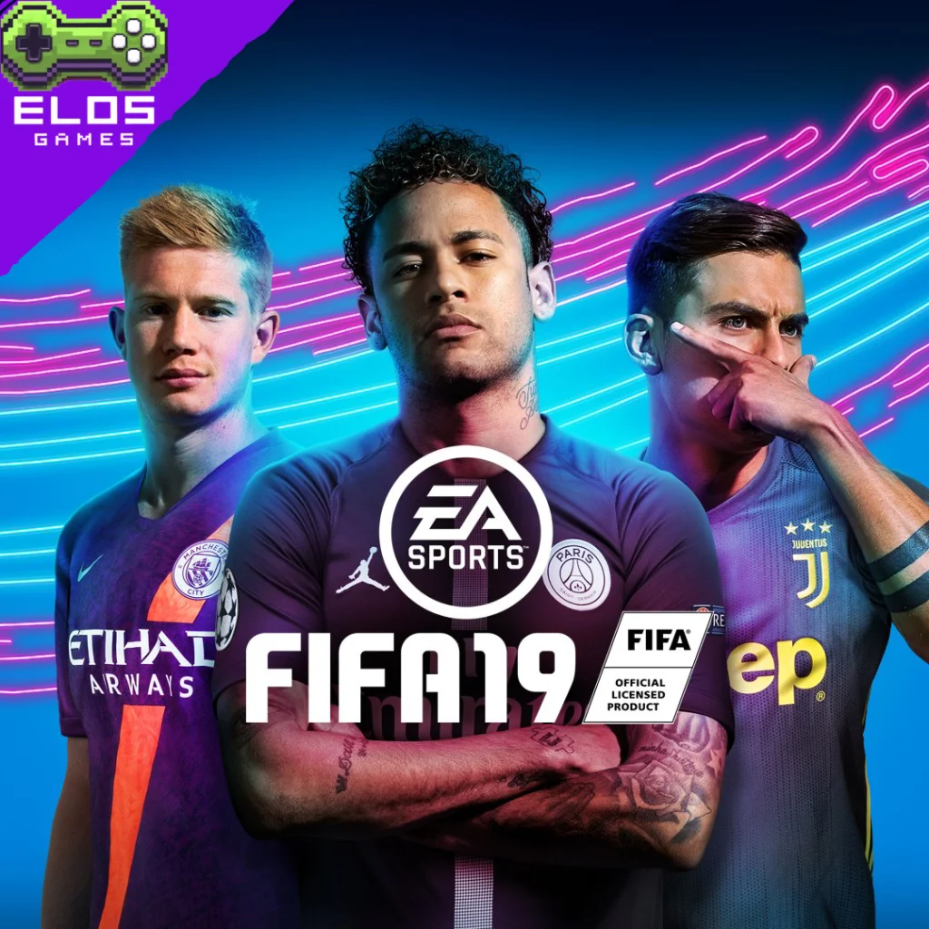 Três jogadores promovendo EA Sports FIFA 19