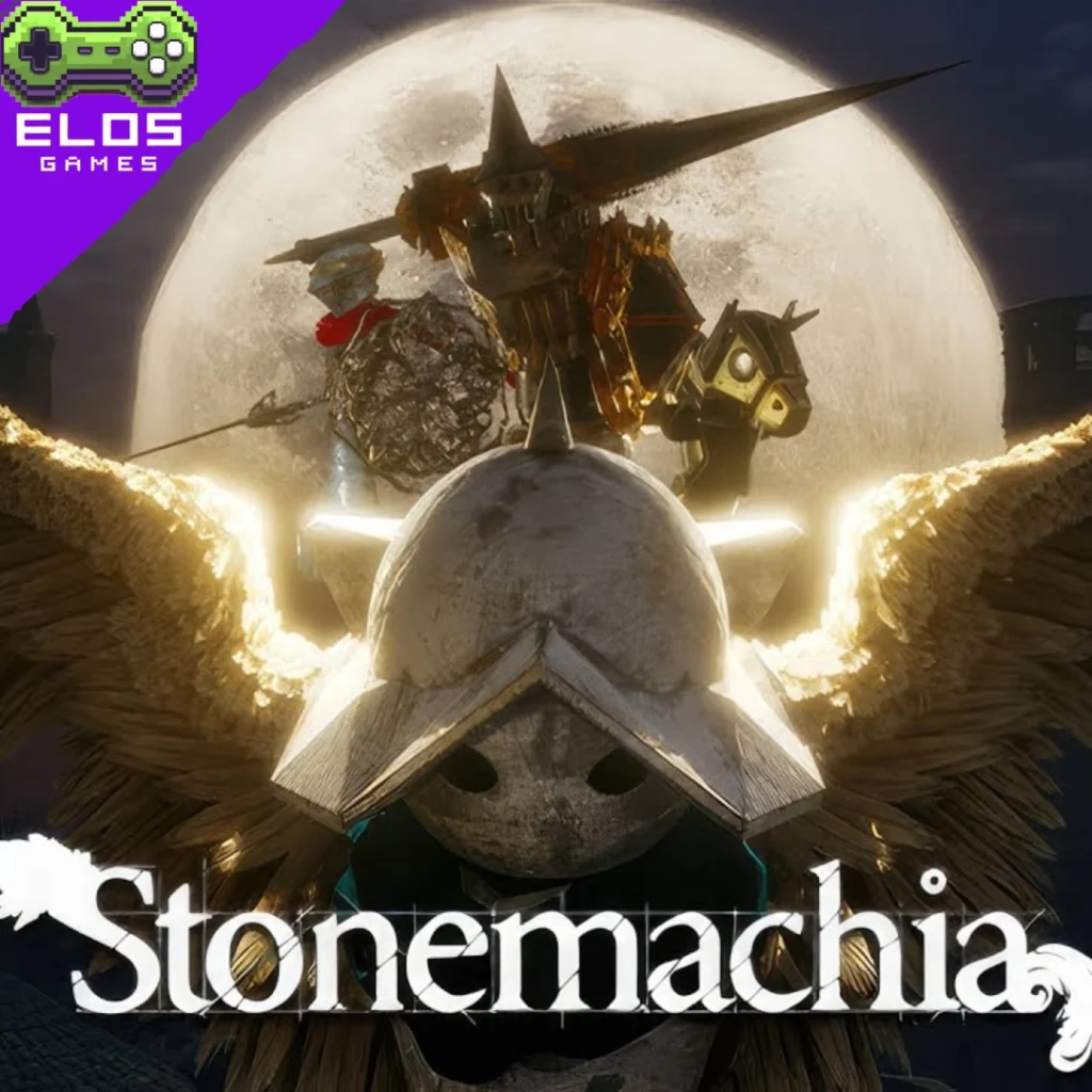 Arte do jogo Stonemachia com cavaleiros e lua